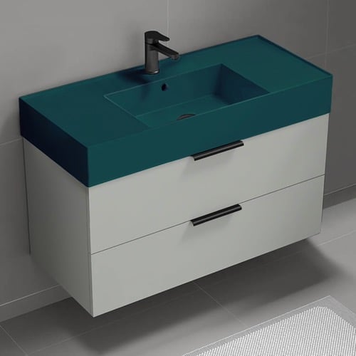 Floating Bathroom Vanity, Modern, 40 Inch, Green Ceramic Sink Nameeks DERIN323